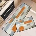 thumbnail image 1 of Orange Abstract Kitchen Rugs - Beige Contemporary Painting Art Mats, Non-Skid Washable Modern Runner Rug Brown Grey Kitchen Decor, Set of 2, Adds a Unique and Stylish Touch, 1 of 6