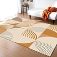 thumbnail image 1 of Orange Abstract Lines Oval Bohemian Area Rug, Geometric Medieval Style Large Rug, Indoor Non-Slip Kids Rugs, Washable Breathable Durable Carpet For Front Entrance Floor Decor 5x7ft, 1 of 6