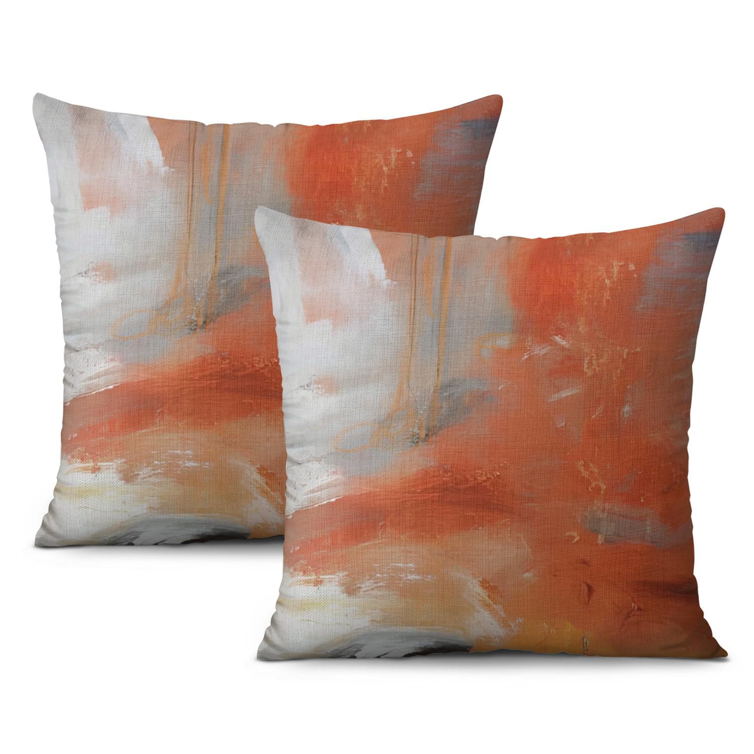 Orange Abstract Pillow Covers 18x18 Abstract Rust Art Painting