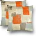 thumbnail image 1 of Orange Abstract Pillow Covers Set of 2 Burnt Orange Grey Geometric Velvet Throw Pillow Cover Soft Modern Accent Decorative Couch Cushion Cover for Bed Living Room Chair Sofa Pillowcases 16x16 Inch, 1 of 6