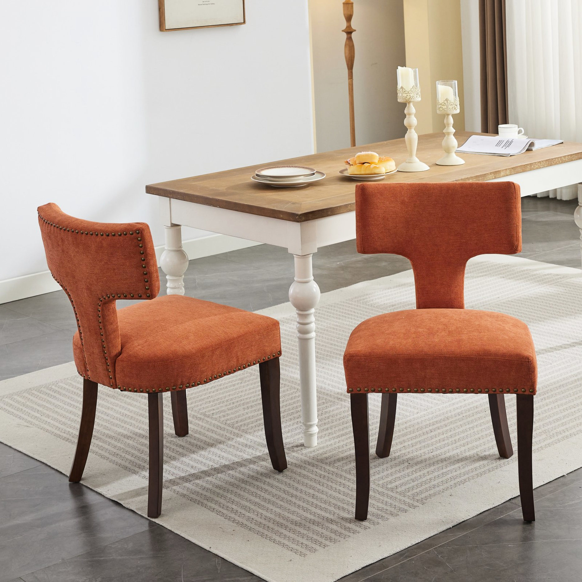 Spring Button Chair Orange Accent Chairs+Steel Spring Inner Cushion