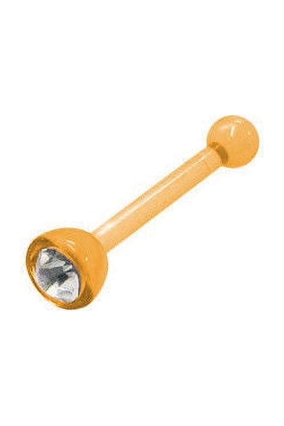Orange Acrylic Nose Bone with Clear CZ Gem