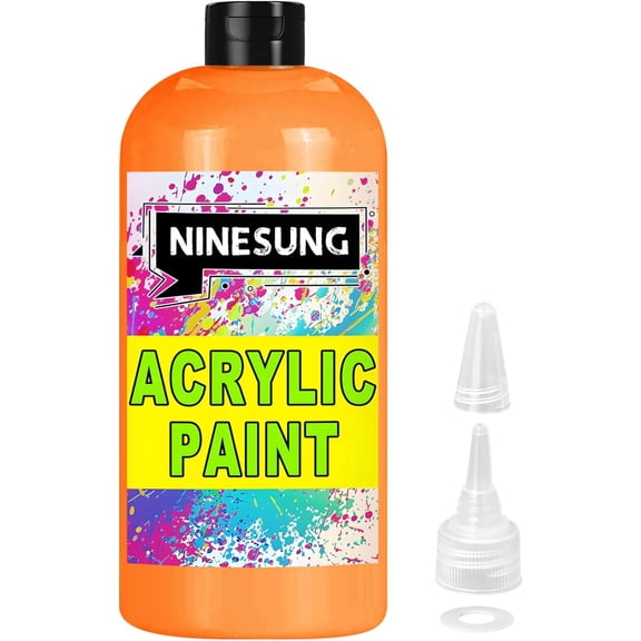 Orange Acrylic Paint - Bulky-Size - 17 oz/500 ml Acrylic Paints Professional Artists Painting for Canvas Fabric Rock Easter Egg Wood Ceramic Glass Art Craft Painting (Orange, 17 Fl Oz)