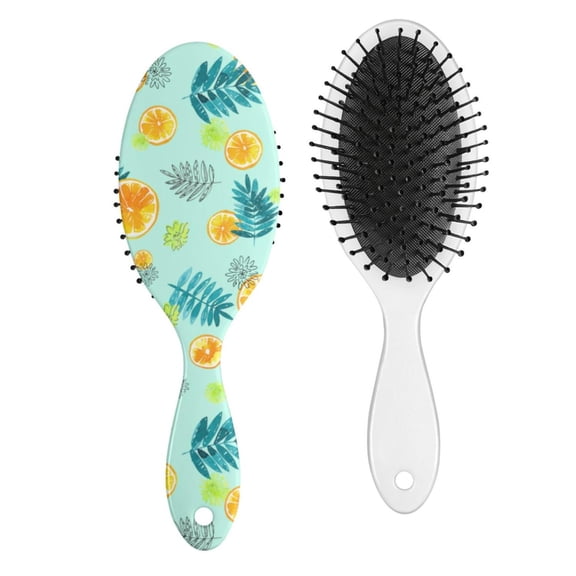 Orange Aesthetic Paddle Hair Brush - Gentle Detangler with Round-Tip Bristles for Frizz-Free Smoothing, Cute Kawaii Fruit Print Design for Women & Kids (Funny Orange Lover Style)