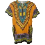 Orange African Print Dashiki Shirt from S to 7XL Plus Size