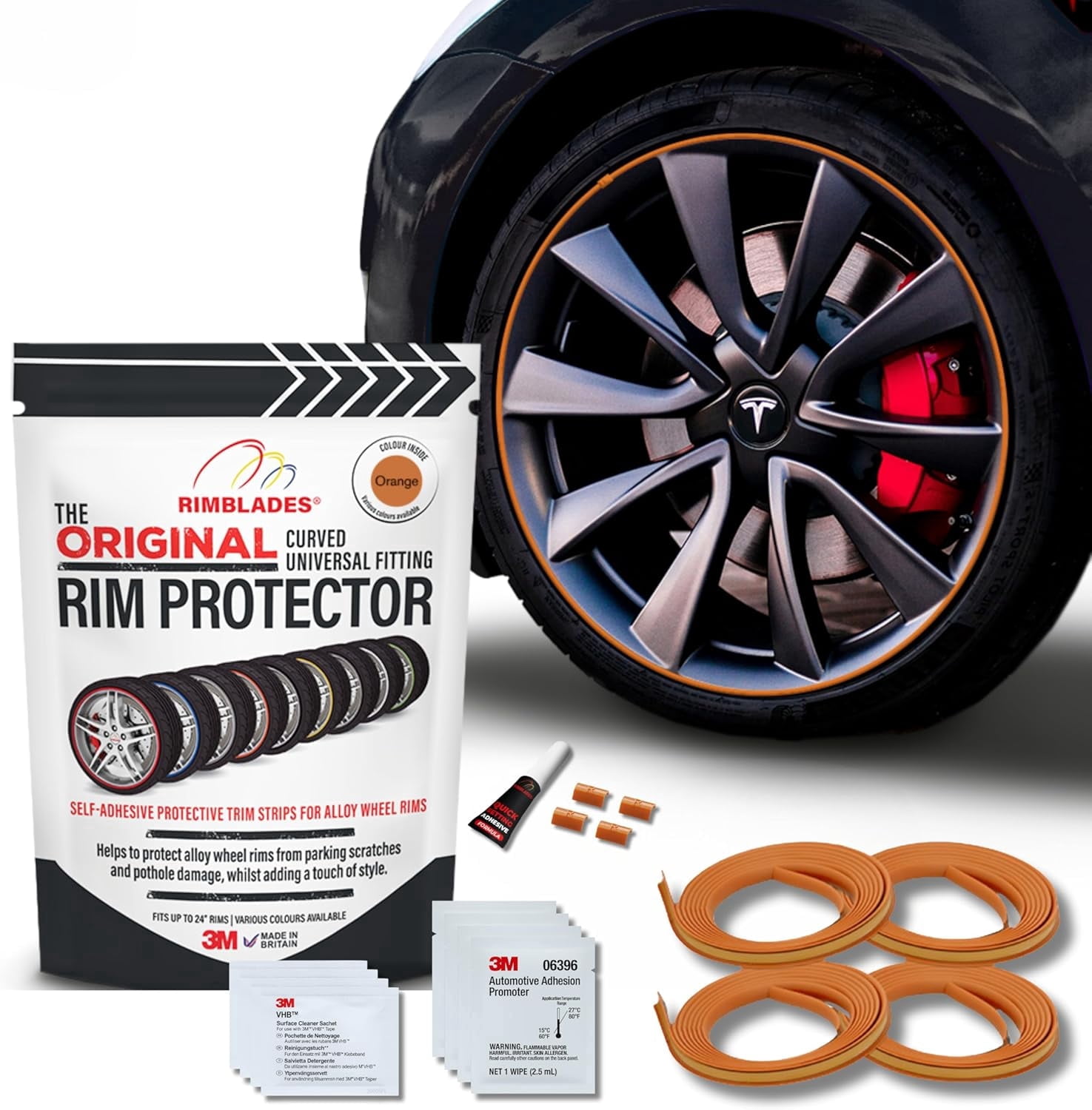 Orange Alloy Wheel Protectors by Rimblades Original - Fits Up to 24” x ...