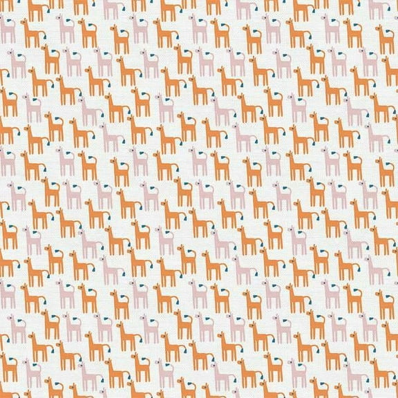 Orange Alpaca kids cotton fabric, Paintbrush Studio Animal Kingdom, Sold by the Quarter Yard