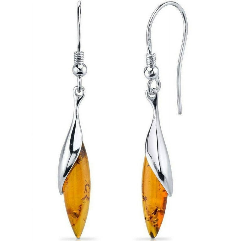 Amber Drop Earrings Sterling Silver Amber Drop Earrings Sterling Silver