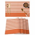 thumbnail image 1 of Orange Anchor Placemats Set of 6, Modern Nautical White Geometric Stripes Placemats for Dining Table, Place Mats for Kitchen Tabletop, Waterproof Wipeable Dining Table Mats Set, 1 of 9
