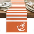 thumbnail image 1 of Orange Anchor Table Runner - 70 Inch Long, Kitchen Dining Table Runner Dresser Scarves, Modern Nautical White Geometric Stripes Farmhouse Decor for Coffee Tables Wedding Party Banquet, 1 of 8