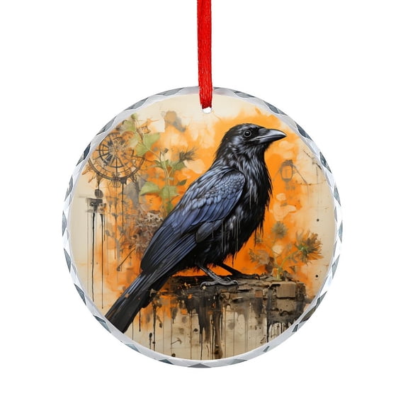 Orange And Black Crow Halloween Xmas Ornament Blackbird Animals White Wildlife Christmas Decorative Hanging Ornaments for Xmas Tree