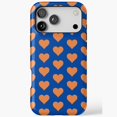thumbnail image 1 of Orange And Blue Heart Pattern iPhone Case 17 16 15 14 13 12 11 Pro Max, 1 of 2