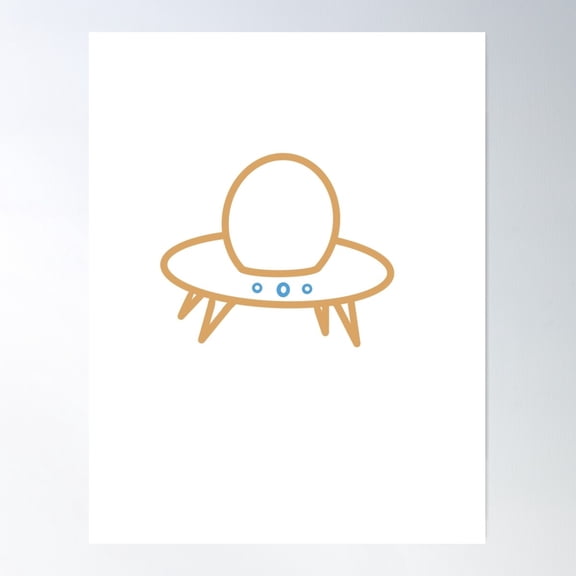 Orange And Blue Space Ship Poster Wall Art, Modern Wall Decor For Living Room Bedroom, 8x12 UNFRAMED