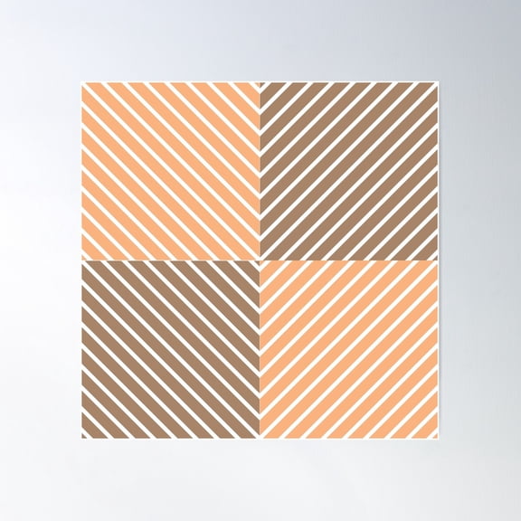 Orange And Brown Diagonal Lines Poster Wall Art, Modern Wall Decor For Living Room Bedroom, 16x16 UNFRAMED