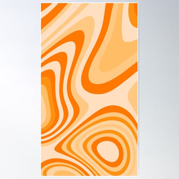 Orange And Cream Abstract Liquid Grooves Poster Wall Art, Modern Wall Decor For Living Room Bedroom, 16x24 UNFRAMED