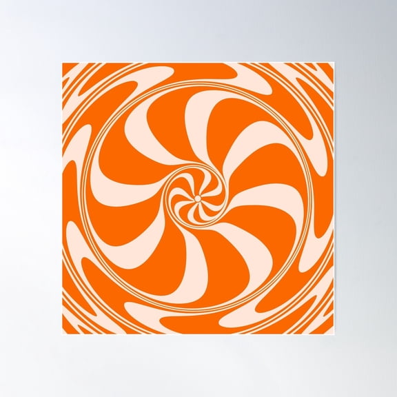 Orange And Cream Peppermint Candy Swirl Abstract Design Poster Wall Art, Modern Wall Decor For Living Room Bedroom, 30x30 UNFRAMED