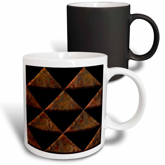 3drose, Orange and Image of Rust Triangle Shapes Geometric Pattern, 11oz Magic Transforming Mug
