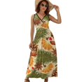 thumbnail image 1 of Orange And Spice Pinecones Christmas Dress Summer Street Style Bohemia Long Dresses Female Sleeveless Printed Maxi Dress, 1 of 9