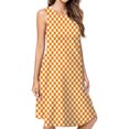 thumbnail image 1 of Orange And White Check Casual Sleeveless Loose Sundress Dress For Women Summer Dress Daily Woman, 1 of 4