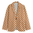 thumbnail image 1 of Orange And White Checkered Pattern Print Men'S Blazer, Caro Fun Novelty Blazer, 1 of 4