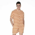 thumbnail image 1 of Orange And White Chevron Pattern Short Sleeve Men'S Rompers, Chevron Wave Casual Summer Jumpsuits Outfit, 1 of 4