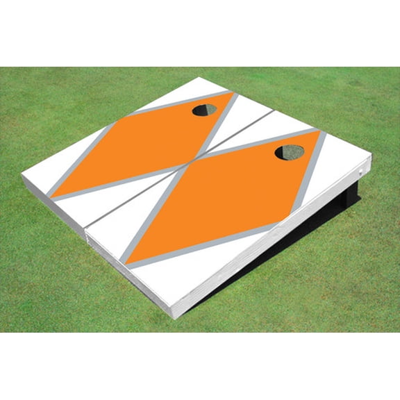 Orange And White Matching Diamond Custom Cornhole Board