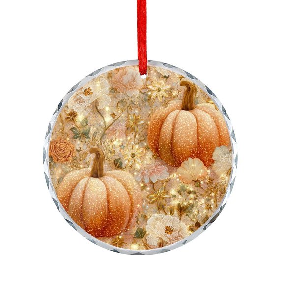 Orange And White Pumpkins Xmas Ornament Xmas Tree Decor for Kids Mom Dad Friends Loves Rustic Farmhouse Autumn Harvest Christmas Glass Decoration