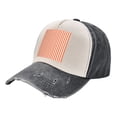 thumbnail image 1 of Orange And White Striped Baseball Cap Distressed Adjustable Vintage Cotton Denim Hat for Women Men, 1 of 7