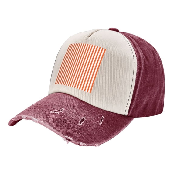 Orange And White Striped Baseball Cap Distressed Adjustable Vintage Cotton Denim Hat for Women Men