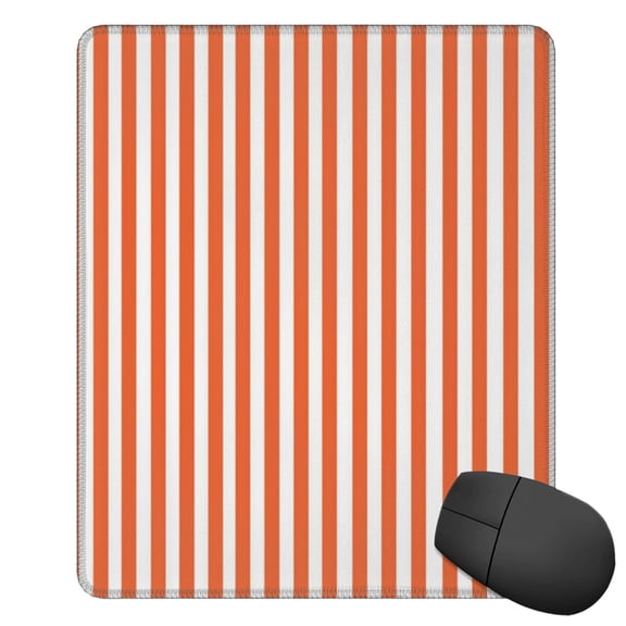 Orange And White Striped Square Mousepad With Stitched Edges Mouse Mat For Gaming Office Laptop Computer Men Women 11.8"X19.8"