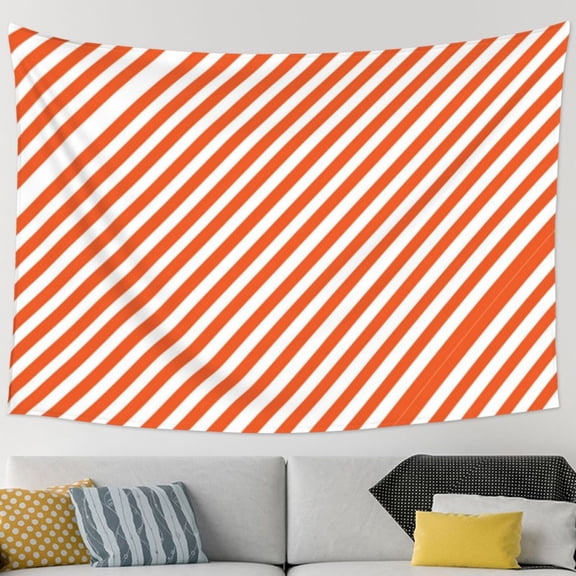 Orange And White Striped Tapestry Wall Hanging Tapestry For Bedroom Living Room Dorm (60 * 90 Inches)