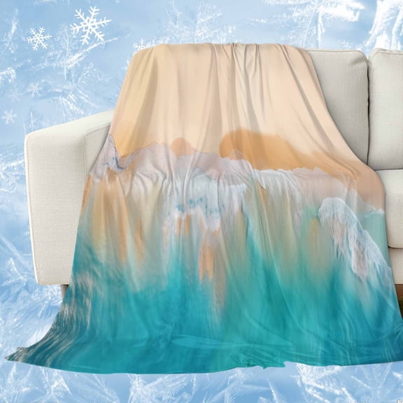 Orange Aqua Coastal Cooling Blanket, Lightweight Breathable Summer Throw Blanket with Double Sided Cold Effect,Summer Beach Seaside Nautical Picnic Beach Blankets Bed Sheet for Hot Sleepers 30"x40"