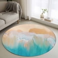 thumbnail image 1 of Orange Aqua Coastal Round Area Rug 3.3 FT, Non Slip Small Entryway Kitchen Mat, Summer Beach Seaside Nautical Washable Soft Circular Rug Non-Shedding Door Mat for Bathroom Playroom Kids Room, 1 of 9