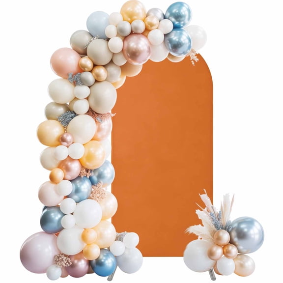 Orange Arch Backdrop Cover 4x1.65 Ft, Spandex Wedding Arch Stand Cover, Pure Orange Round Top Stretch Fitted Background Covers for Birthday Ceremony Party Decor