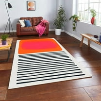 Orange Area Rug, Minimalist Modern Abstract Indoor Rug, Bedroom Rug Non Slip Easy to Clean Durable, Suitable for Farm Apartment Living Room Office 12"x20"