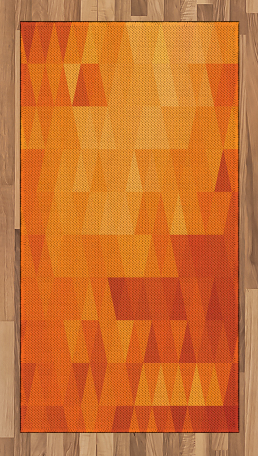 Orange Area Rug, Triangle Mosaic Shapes and Patterns with Abstract ...