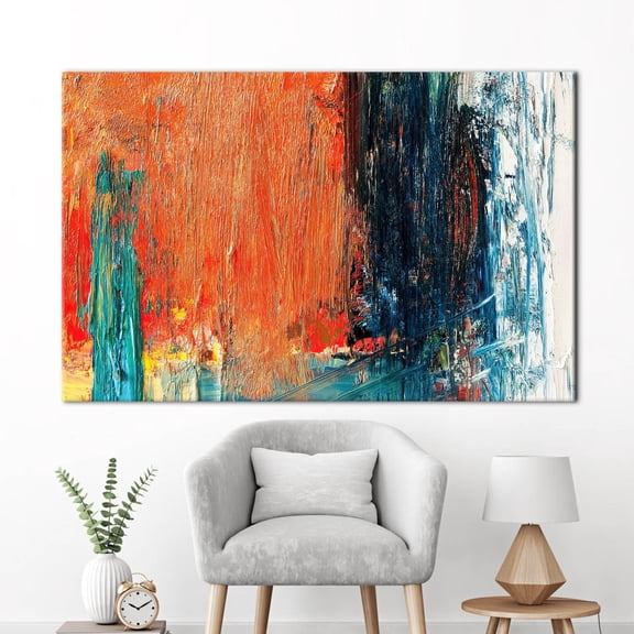 Orange Art, Modern Poster, Contemporary Canvas Art, Orange, Oil Painting Print, Abstract Orange Poster, Abstract Canvas Art, Canvas Wall Decor - Black Framed