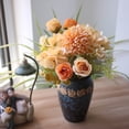 thumbnail image 1 of Orange Artificial Flower Bouquets Fake Flowers Home Decor Floral Arrangements Hydrangea Roses Daisy Simulation Plants For Vase Centerpieces Wedding Party Decor 11.87 Inch 0.12 Lb, 1 of 8