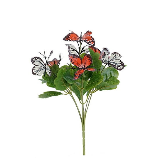 Orange Artificial Flowers Orange Artificial Butterfly Flowers Fake Flowers Outdoor Plastic Faux Flowers Garden Patio Decor Home Decorations Floral Arrangement Wedding Party