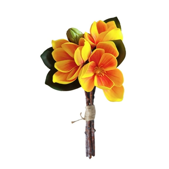 Orange Artificial Magnolia Flowers, Faux Magnolia Bouquet for Wedding Centerpiece, Silk Magnolia Plant for Vase Arrangement, Luxury Home Table Decor, Gift for Her