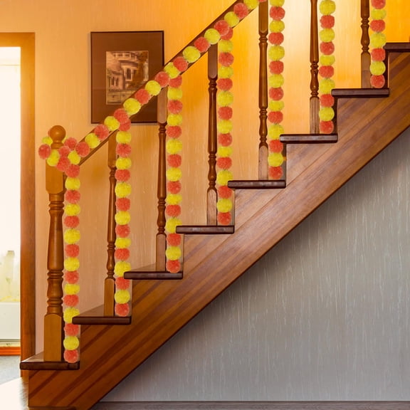 Orange Artificial Marigold Garland Long Strand Plastic Floral Decor for Diwali Weddings Indian Party Pooja Christmas Festive Ceiling Hanging Flowers