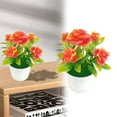 thumbnail image 1 of Orange Artificial Potted Flower Plant for Indoor Outdoor Decor, By Meiiso, Large Inventory!, 1 of 9