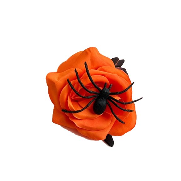 Orange Artificial Rose Plastic Faux Flower Dark Halloween Wedding Decoration Home Party 1 Pack