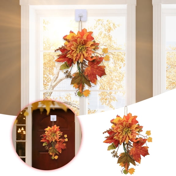 Orange Artificial Thanksgiving Maple Leaf Wall Hanging For Autumn Fall Holiday Home Decor