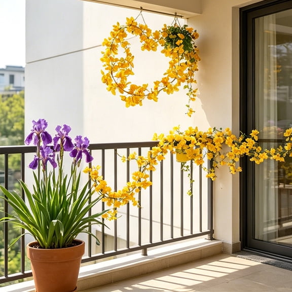 Orange Artificial Wisteria Garland 70.8in Fake Hanging Silk Flower Vine for Wedding Home Garden Patio Decoration