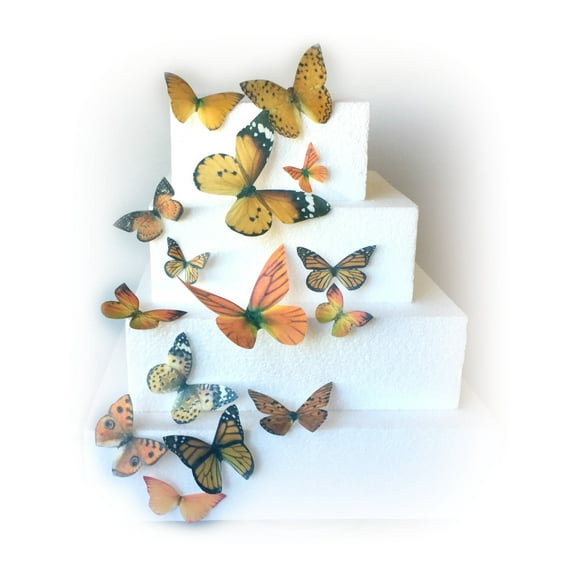 Orange Assorted Sizes Wafer Paper Butterflies for Decorating Desserts Cupcakes Wedding Cakes Pack of 15