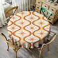 thumbnail image 1 of Orange Atomic Tablecloth, Mid Century Modern Yellow Burgundy Oval Shapes Pattern Table Cloth Cover for Holiday Home Picnic Party Wedding Buffet Parties Camping Round(60x60in), 1 of 6