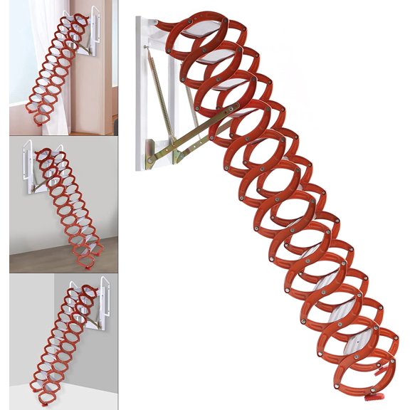 Orange Attic Pull Down Ceiling Stairs Retractable Attic Folding Extension Ladder 31.5'' * 35.43''