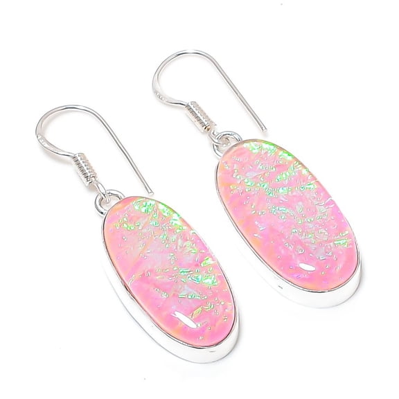 Orange Australian Triplet Opal Oval Shape Gemstone Earring Handmade Jewelry 2.1"