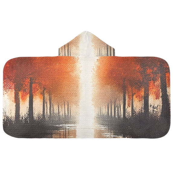Orange Autumn Landscape Hooded Beach Towel Kids Bath Towels Quick Dry for Pool Swiming 50" x 23.5" Microfiber Soft Bathrobe